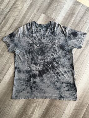 Affliction American Customs Men's Black Gray Graphic Cotton T-Shirt Size 3XL Y2K